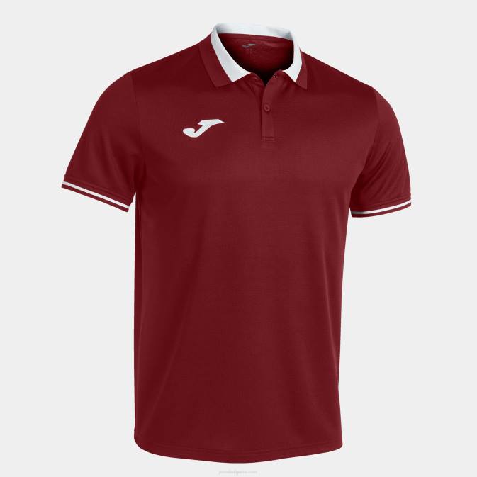мъже Joma бордо бяло поло тениска с къс ръкав шампионат vi 24X84534